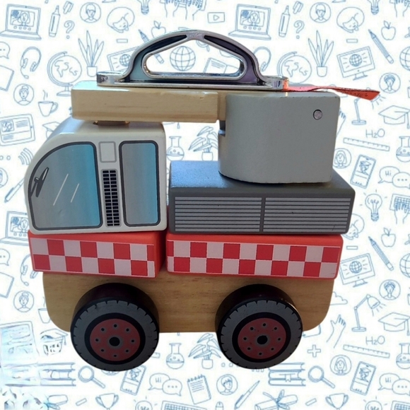 NEW" J'ADORE PARIS STACKING WOODEN FIRE TRUCK ~ 12 MONTHS + - Picture 2 of 5
